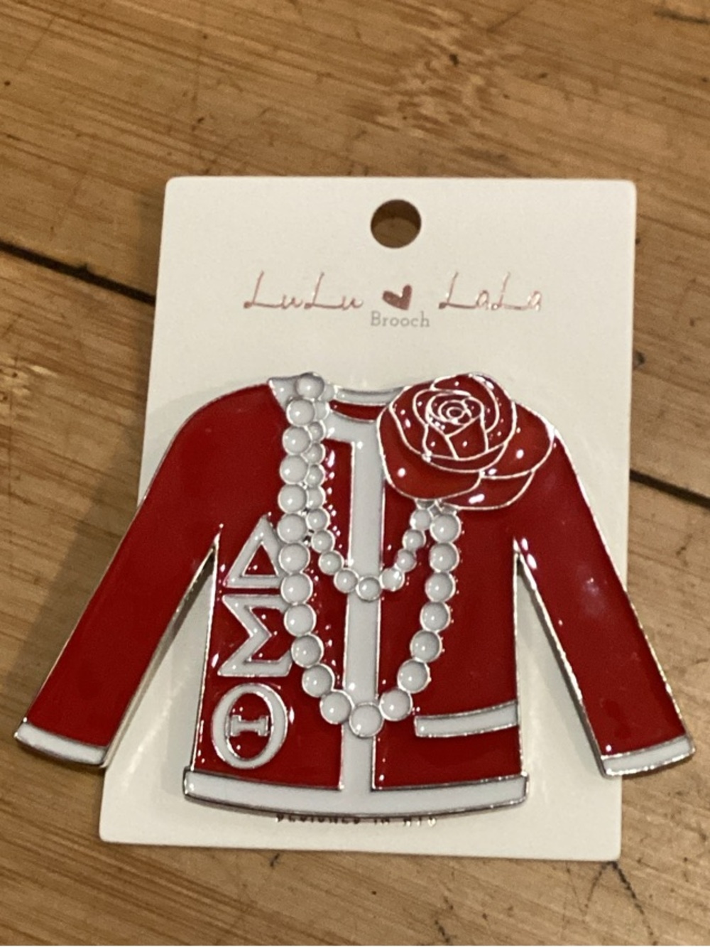 Red Jacket Pearl Brooch